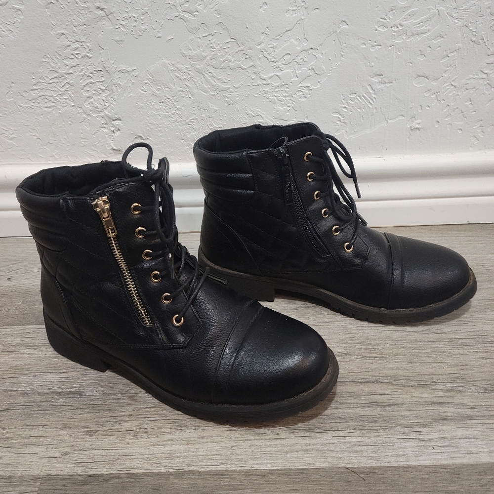 Black Quilted Combat Boots